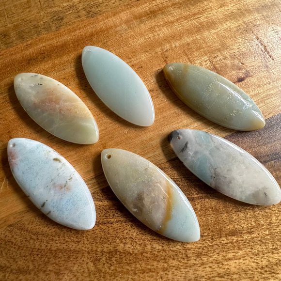 Natural Flower Amazonite Horse Eye Shaped Pendant - Pre-drilled - Perfect for j - Picture 8 of 8